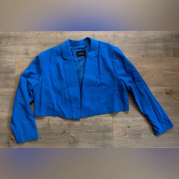 Eloquii Princess Blue Crop Blazer - Picture 4 of 6